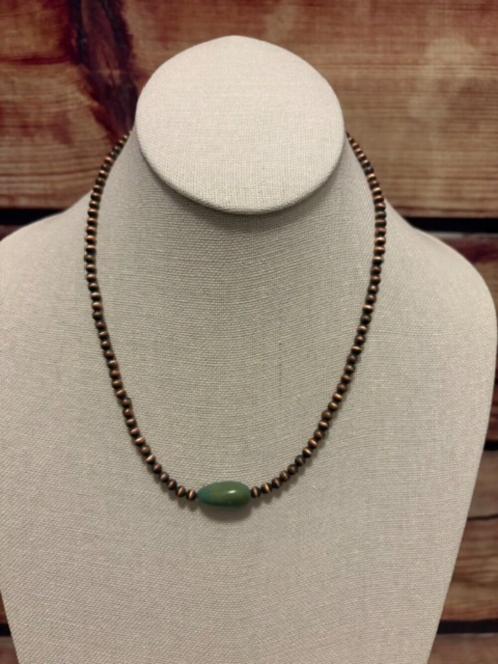 Z Bars 4mm Copper Pearl Necklace with Genuine Turquoise 18" Western Jewelry NWT